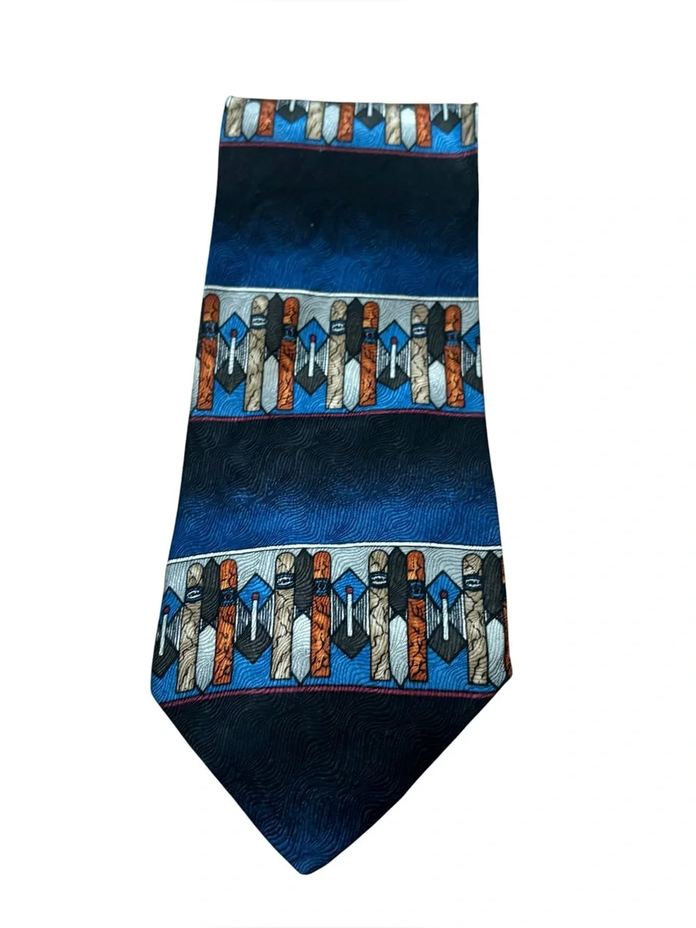 Men’s Vintage Novel-Tie by Roffe 100% Silk Cigar Print Neck Tie‎